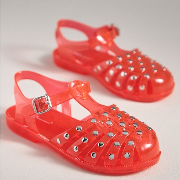 INTENTIONALLY BLANK Shoes - Intentionally Blank x Anthropologie Studded Jelly Sandals Size 7-7.5 Red NWT